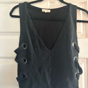 Black Sleeveless Top with Cross Detail